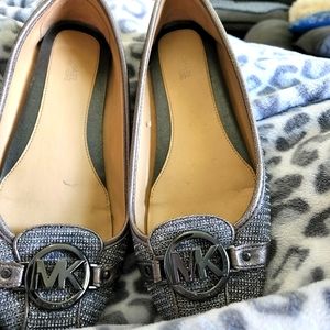 MK Silver Metallic Women's Driving Loafers